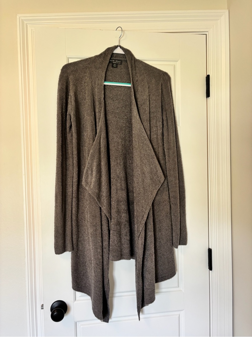Barefoot DreamsTaupe Open-Front Draped Sweater